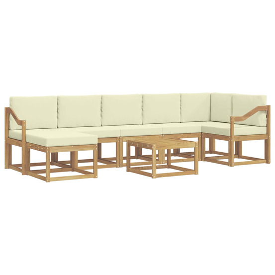 Ensemble de canapés d'extérieur 8 pcs blanc et crème polyester
