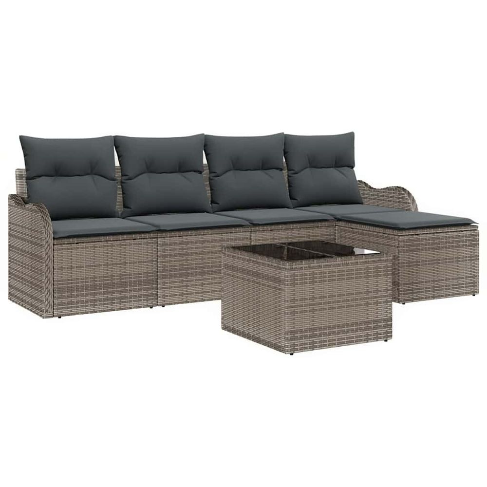 Ensemble de canapé de jardin 6 pc gris polyrotin