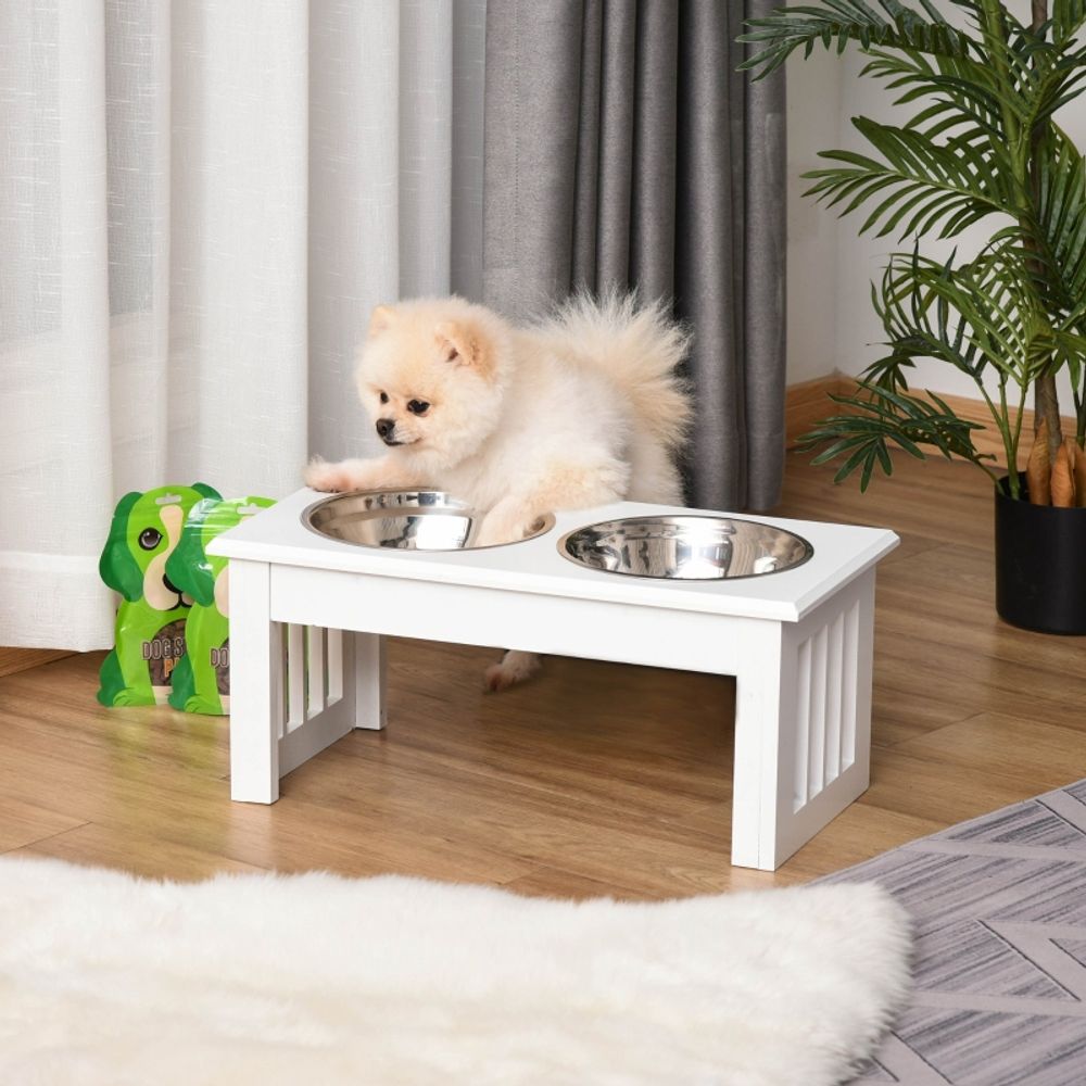 Porte gamelle chien surélevé double bol inox alimentation ergonomique blanc - comfortxl outdoor living