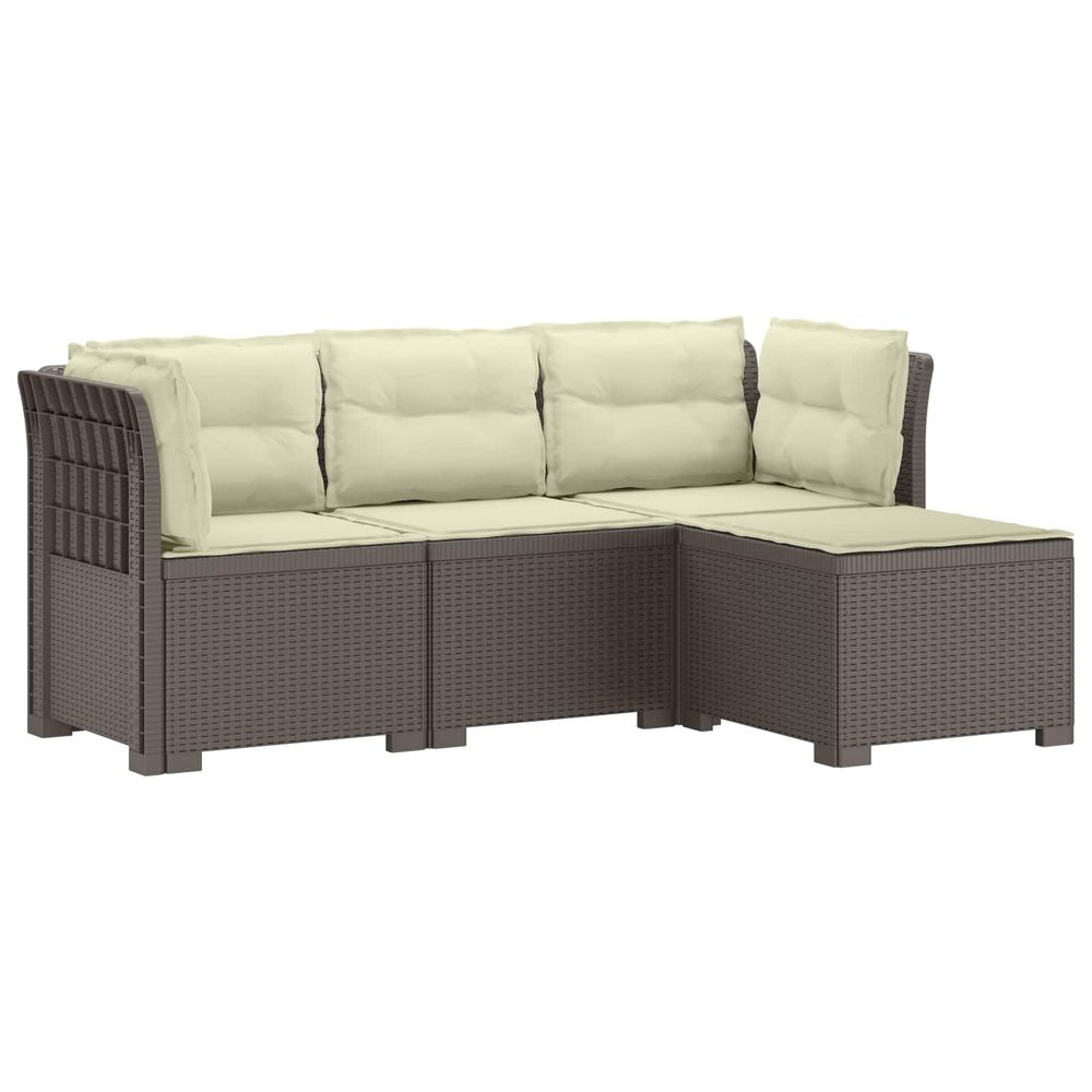 Canapé de jardin 4 places avec coussins style rotin pp