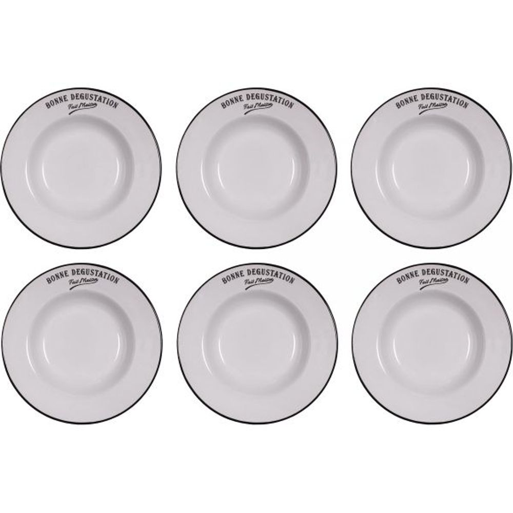 Assiettes en grès blanc bonne dégustation (lot de 6) assiettes creuses - 23 cm