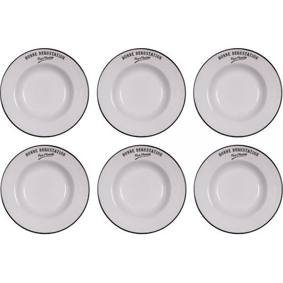 Assiettes en grès blanc bonne dégustation (lot de 6) assiettes creuses - 23 cm