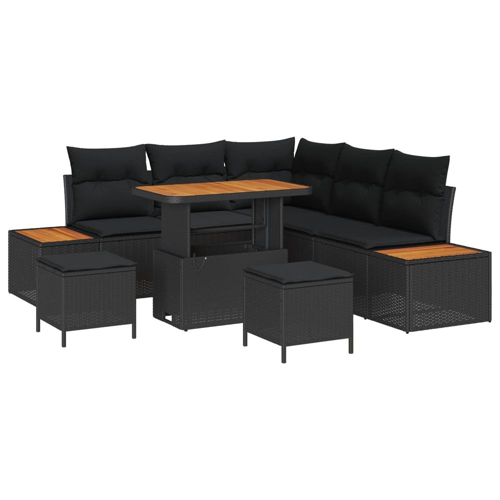 Ensemble de canapé de jardin 8 pc 7-nombre de places noir