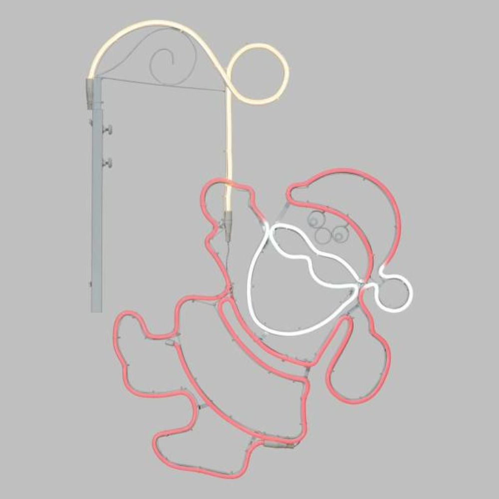 Père noël néon accroché en tube h:105cm 566 led blanc froid, chaud rouge lotti