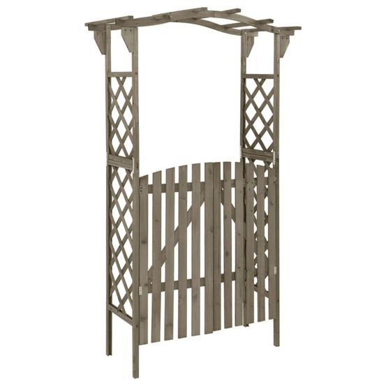 Pergola avec portail 116x40x204 cm gris bois de sapin massif