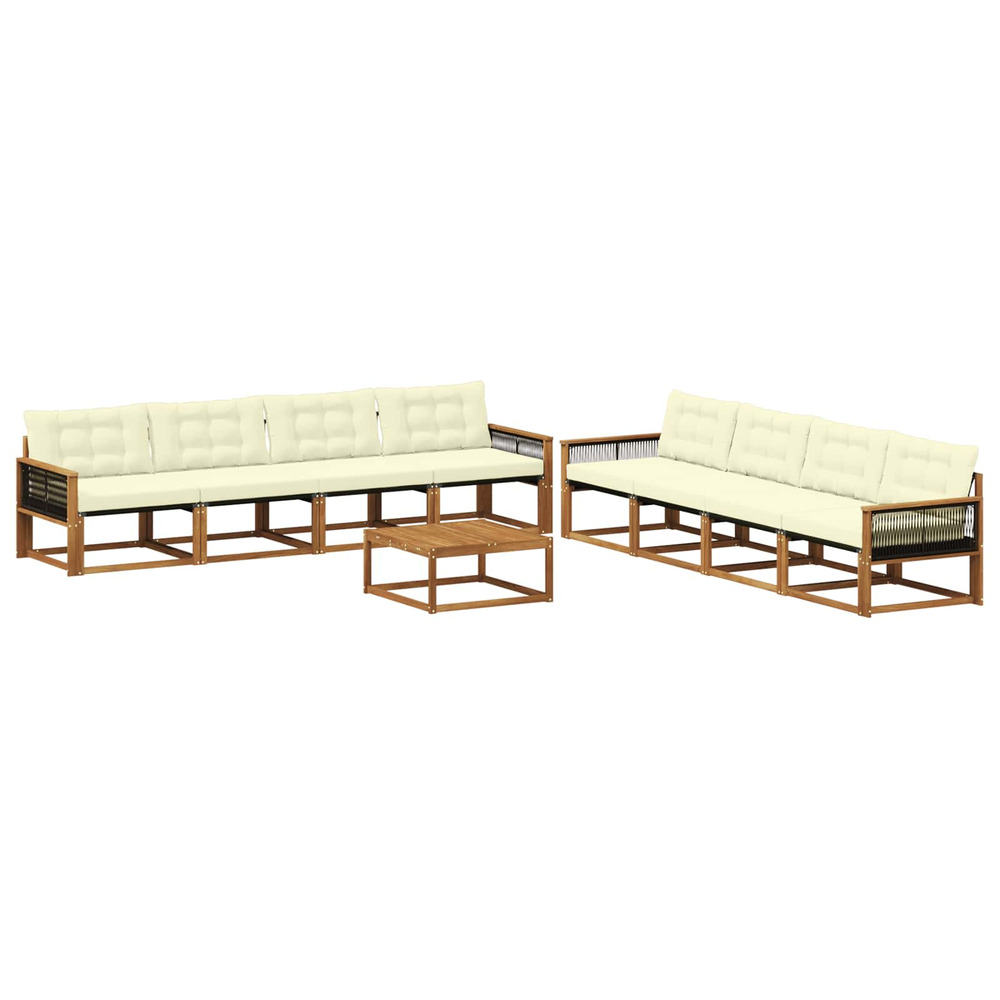 Ensemble de canapés d'extérieur 9 pcs naturel et crème