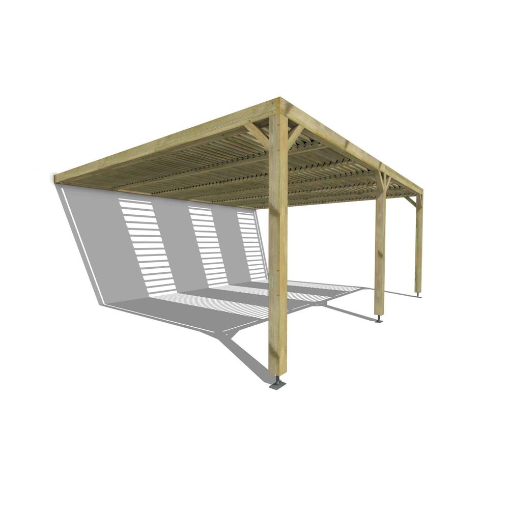 Pergola bois • 6m x 5m • adossée • sens profondeur • lames orientables bioclimatiques incluses • livraison comprise