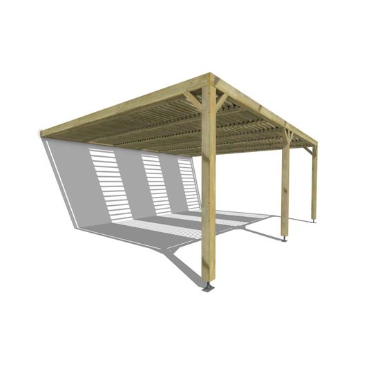 Pergola bois • 6m x 5m • adossée • sens profondeur • lames orientables bioclimatiques incluses • livraison comprise