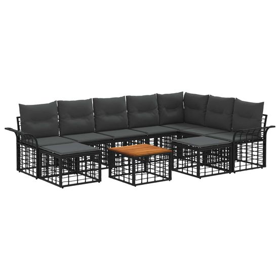 Ensemble de canapés d'extérieur 10 pc noir et gris foncé