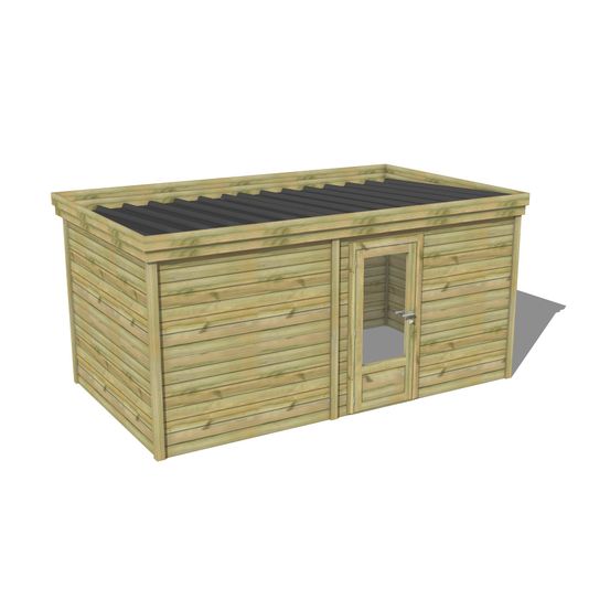 Abri de jardin bois pin traité autoclave 27mm - 4,195x2,64m / 11m2 - bac acier - abri français
