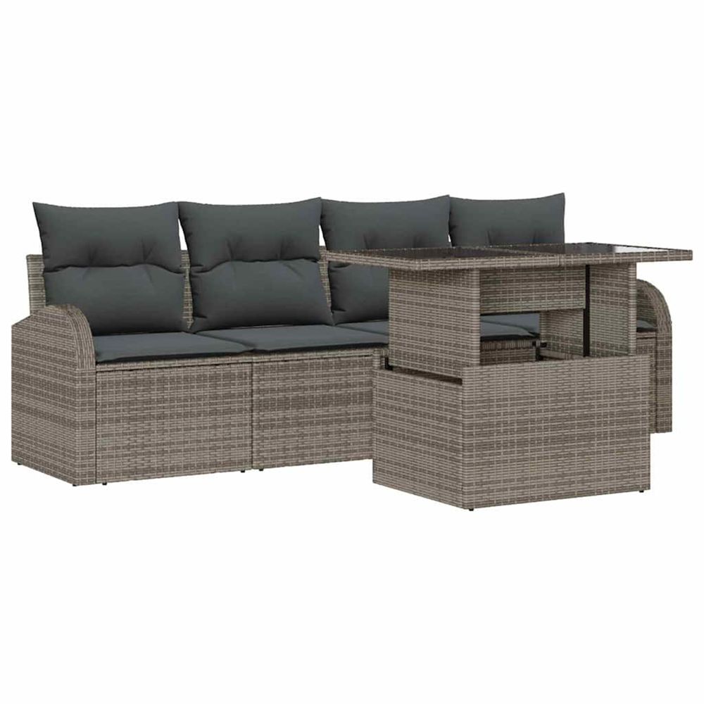 Ensemble de canapé de jardin 5 pc gris poly rattan