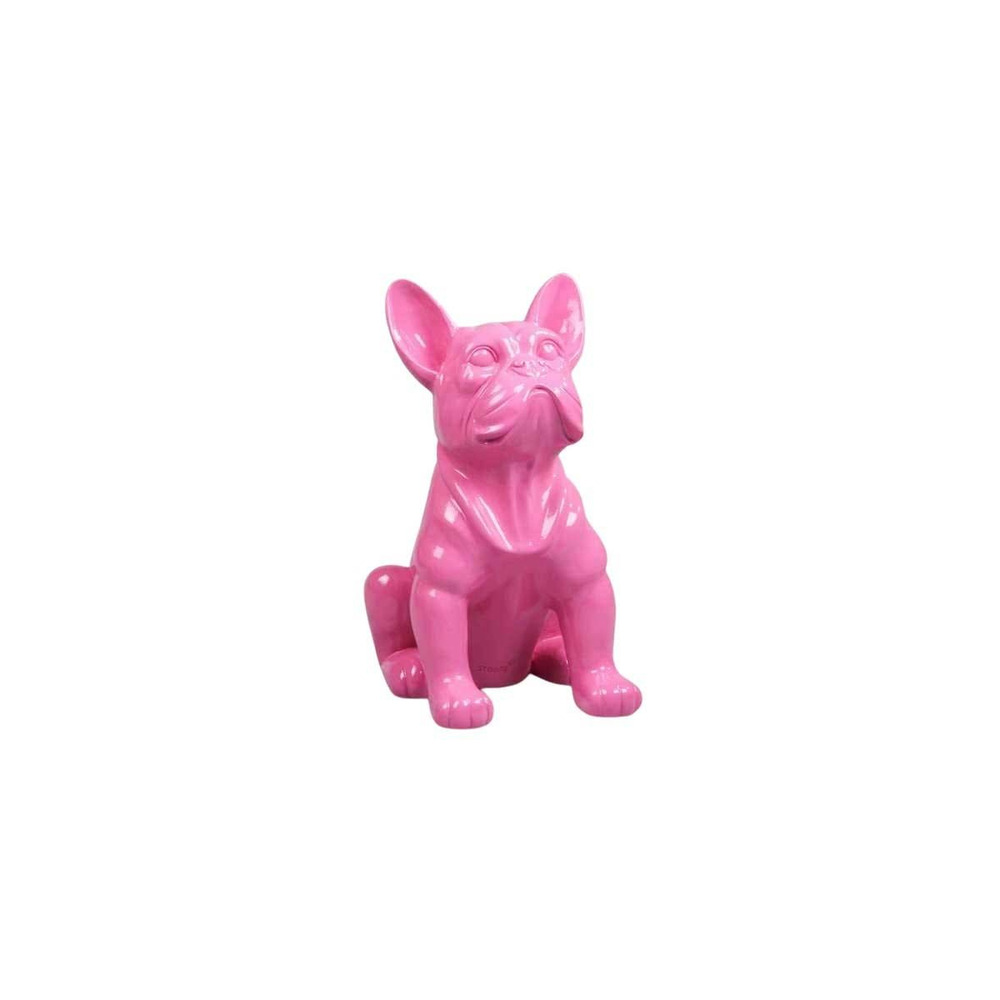 Chien bouledogue français coloré 37 x 25 x 22 cm fuschia