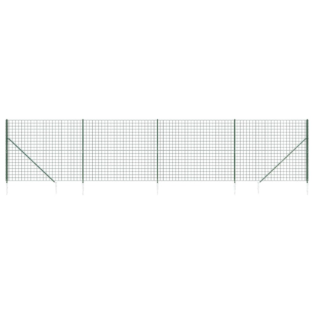 Clôture en treillis métallique et piquet d'ancrage vert 2x10m