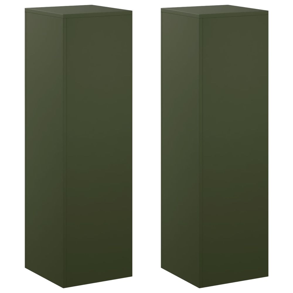 Support de plante 2 pcs vert olive 30 x 30 x 100 cm acier