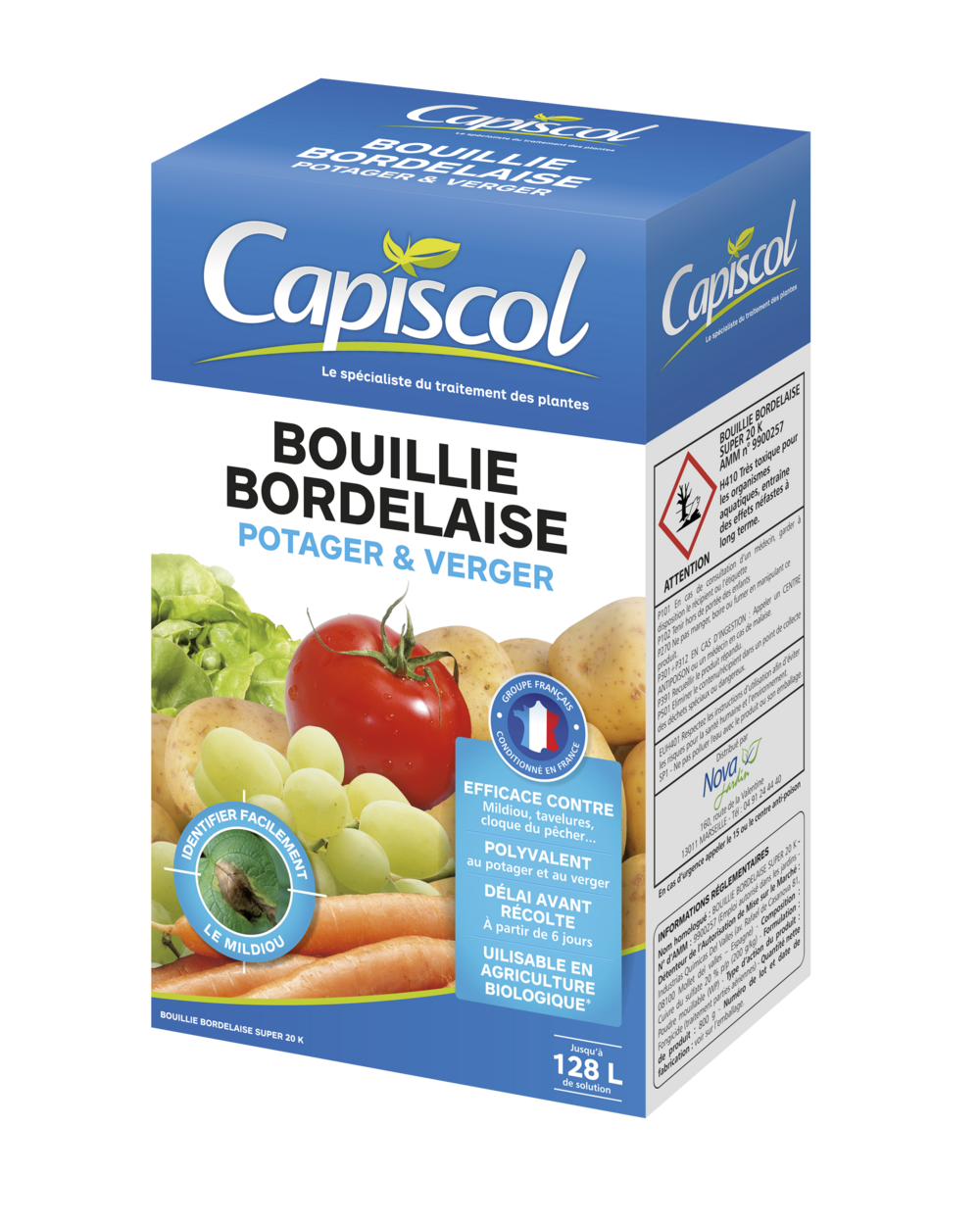 Bouillie bordelaise potager et verger - 800g de poudre - 128l de solution - utilisable en agriculture biologique