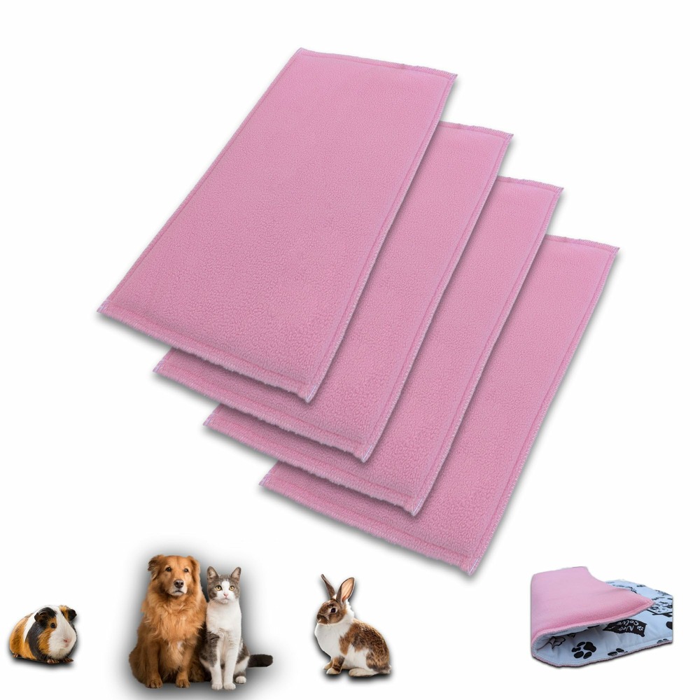Lot de 4 - tapis pour cochon d'inde et lapin en polaire 105 x 70 cm - polaire absorbant, lavable en machine, economique