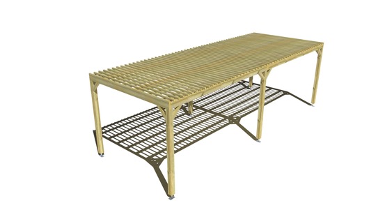 Pergola bois • 8m x 3m • indépendante • sens largeur • lattage bois • livraison comprise