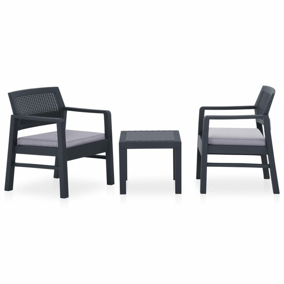 Salon de jardin 3 pcs avec coussins plastique gris