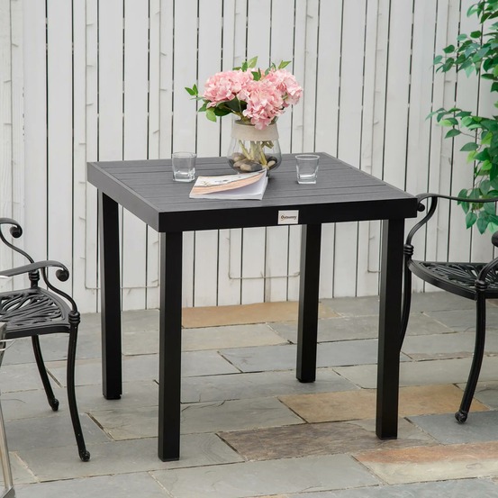 Table à manger de jardin pour 4 personnes, en aluminium, 78 x 78 x 74 cm, noir