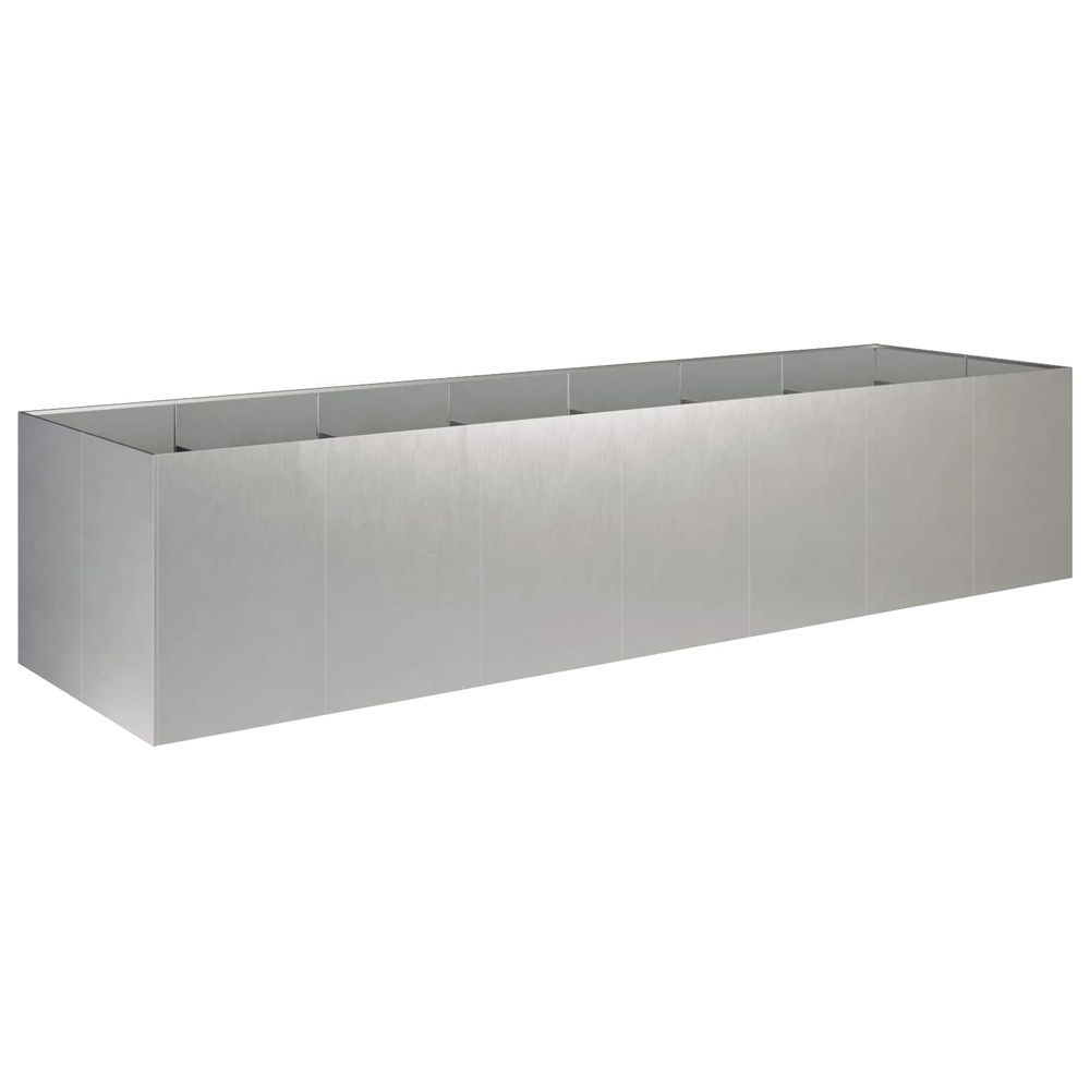 Cache-pot de jardin argenté 280 x 80 x 60 cm acier inoxydable
