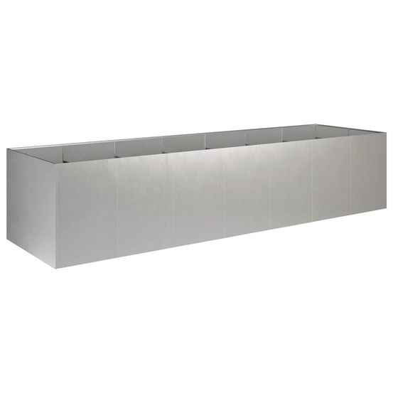 Cache-pot de jardin argenté 280 x 80 x 60 cm acier inoxydable