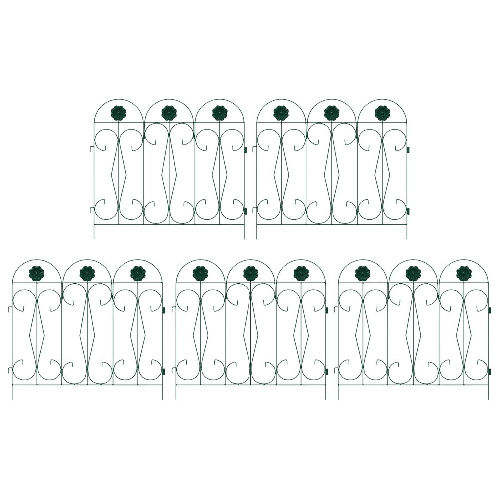 Clôture de jardin 5 pc acier vert