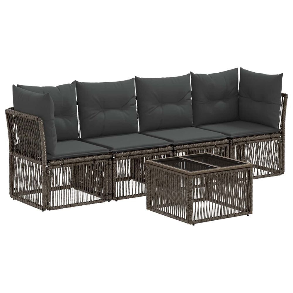 Ensemble de canapé de jardin 5 pc gris polyrotin