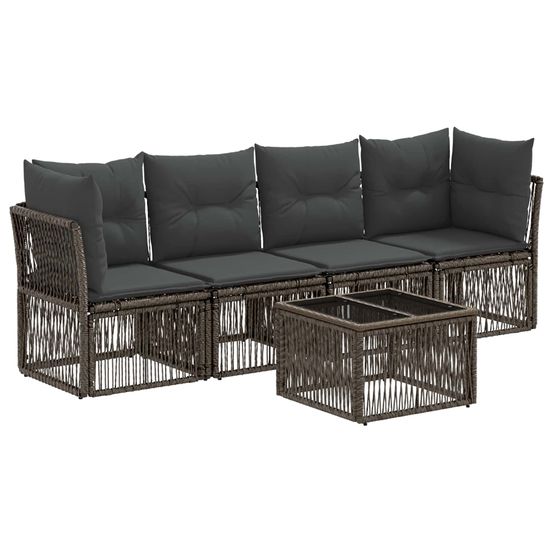 Ensemble de canapé de jardin 5 pc gris polyrotin
