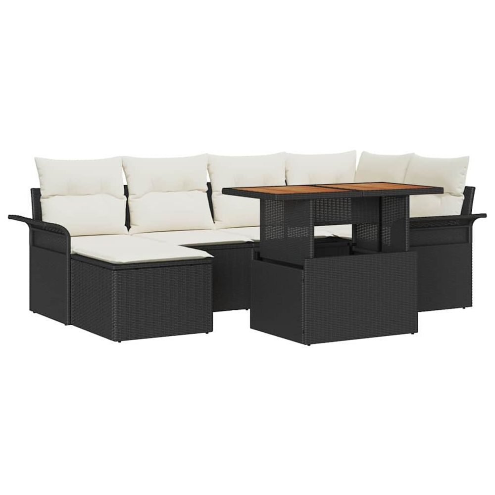 Ensemble de canapé de jardin 7 pc noir poly rotin