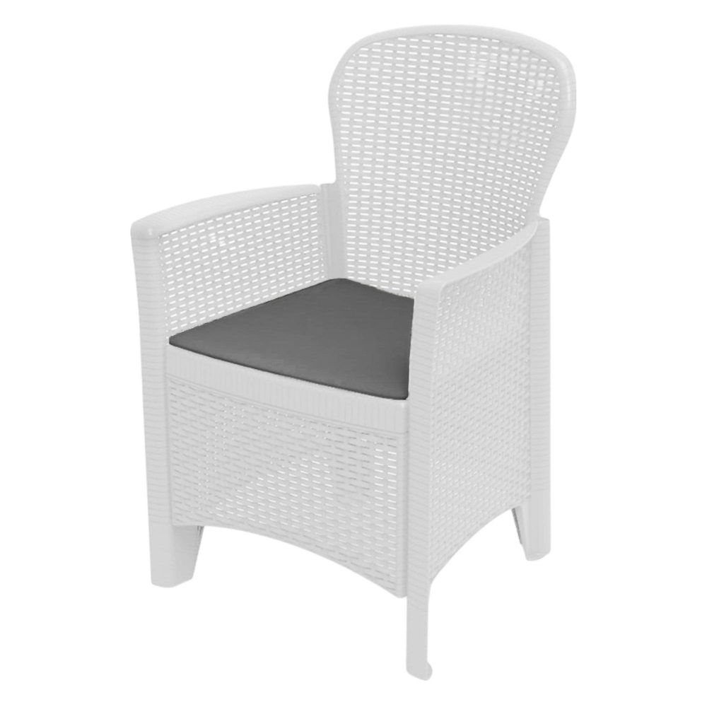 Chaise d'extérieur amilton, siège de jardin, fauteuil d'extérieur effet rotin, 100% made in italy, 59x57h85 cm, blanc