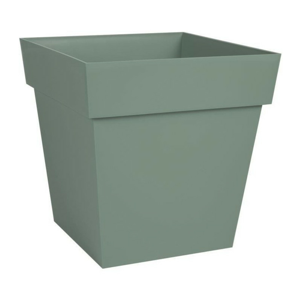 Eda plastique - pot de fleur carre toscane - 32 x 32 x h 32 cm - 22 l - vert laurier