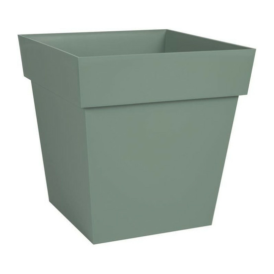 Eda plastique - pot de fleur carre toscane - 32 x 32 x h 32 cm - 22 l - vert laurier