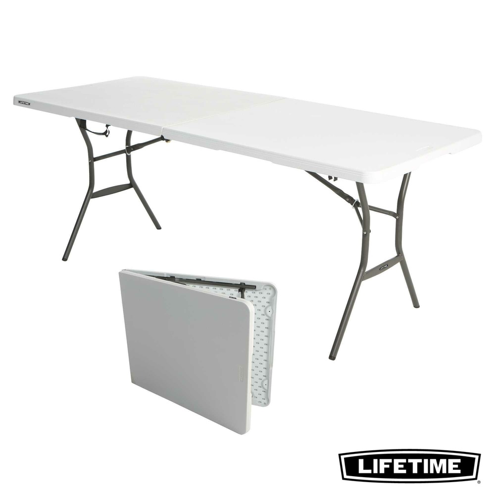 Table rectangulaire valise pliante en 2 (183 x 76 cm) LIFETIME #80471