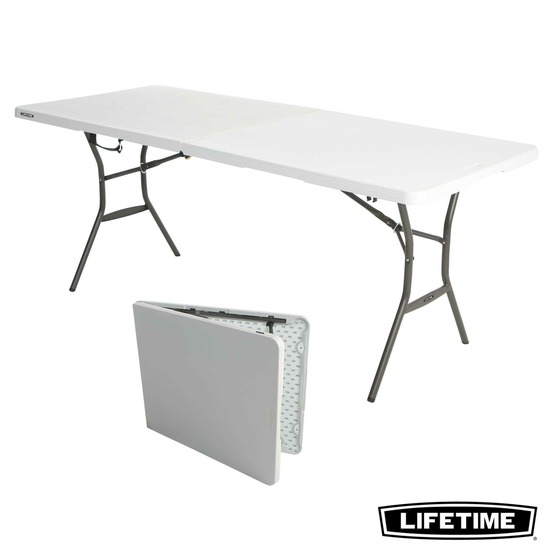 Table rectangulaire valise pliante en 2 (183 x 76 cm) LIFETIME #80471
