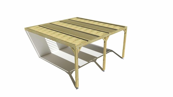 Pergola bois • 5m x 5m • adossée • sens profondeur • lames orientables bioclimatiques incluses • livraison comprise
