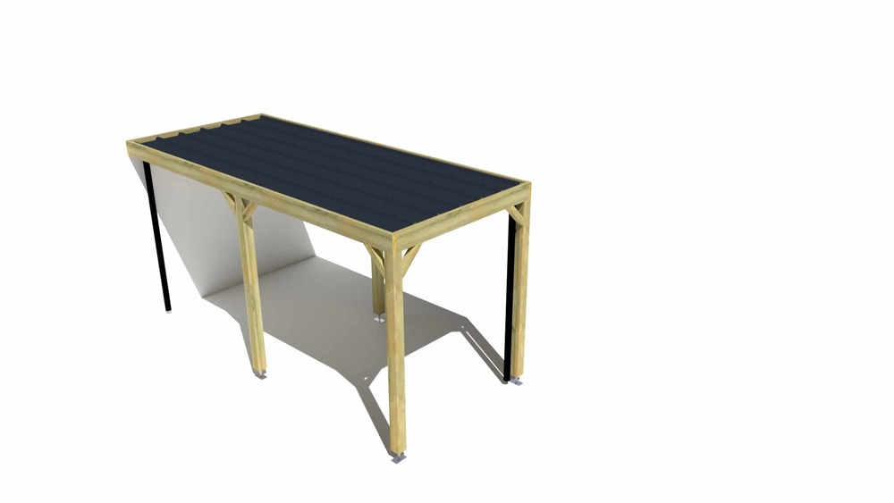 Carport bois • 2m x 5m • adossée • sens largeur • livraison comprise