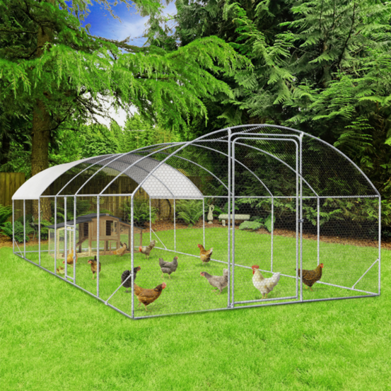 Enclos poulailler dôme 22,5 m² parc grillagé 3x7,5 m avec porte latérale