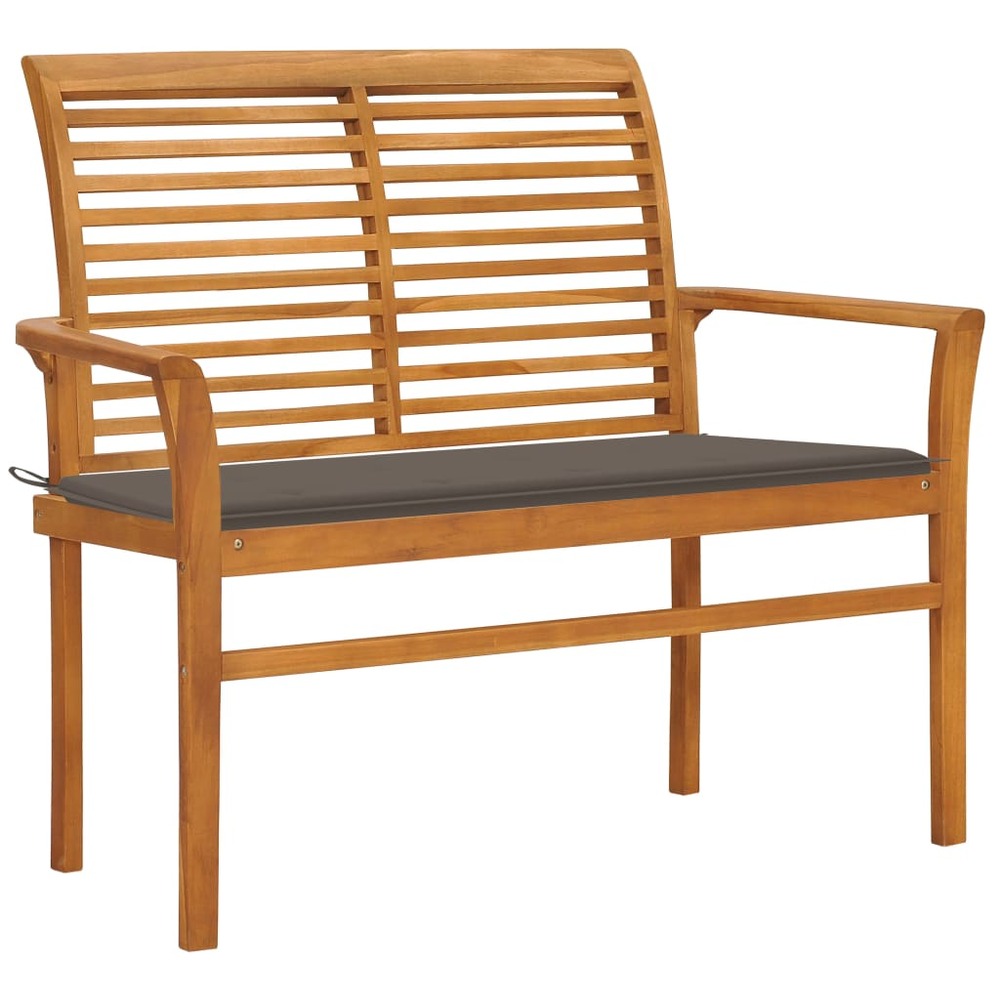 Banc de jardin meuble de patio d'extérieur terrasse avec coussin taupe 112 x 55 x 94 cm bois de teck massif