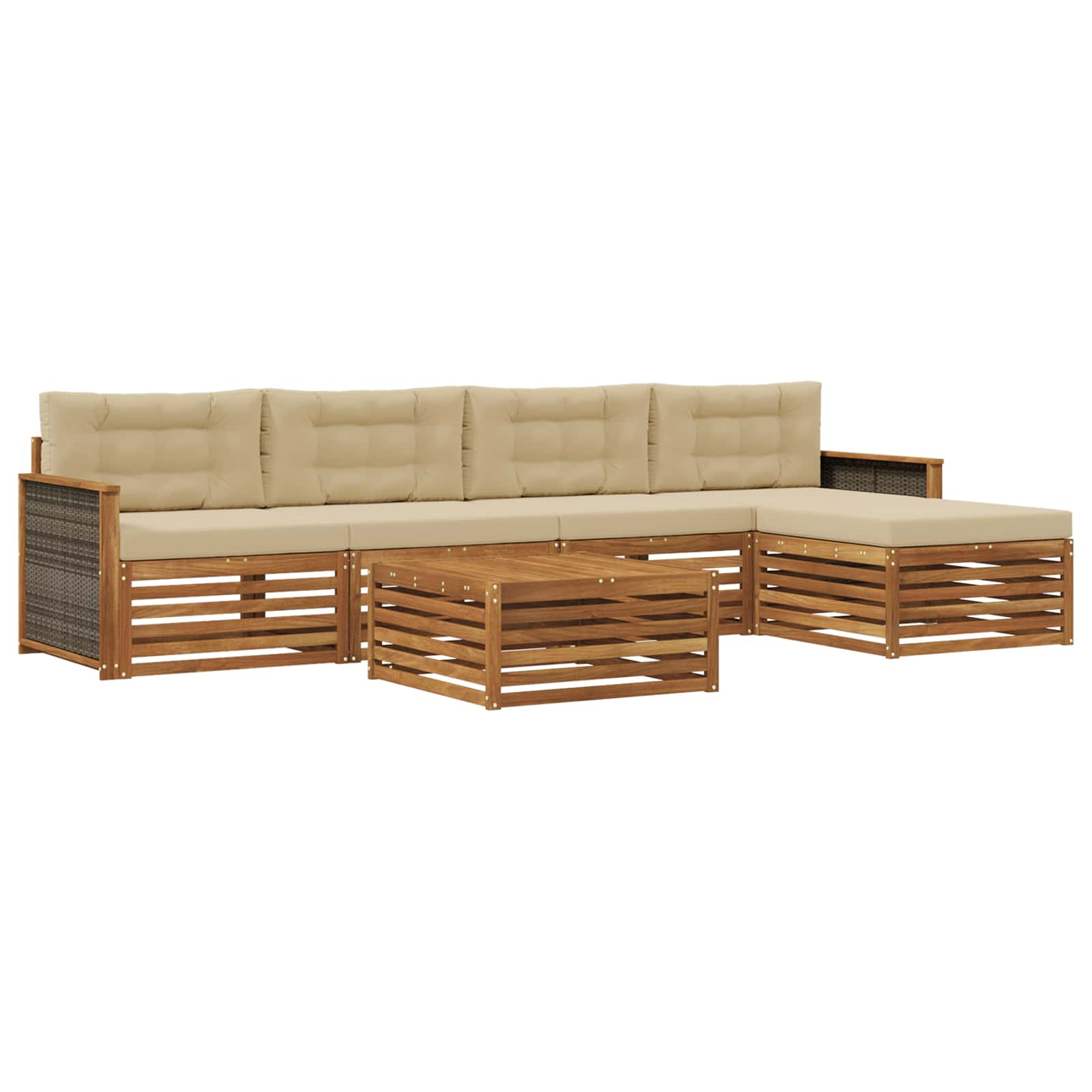 Ensemble de canapés d'extérieur 6 pcs naturel et beige