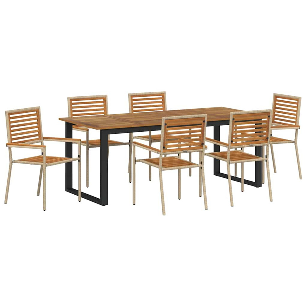 Ensemble de salle à manger pour jardin 7 pcs beige