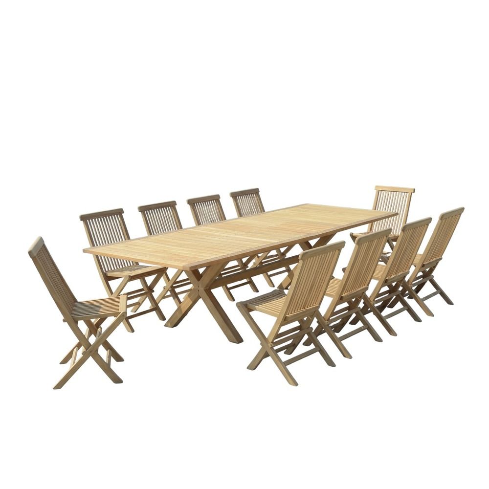 Salon de jardin en teck massif malibu, 10 places