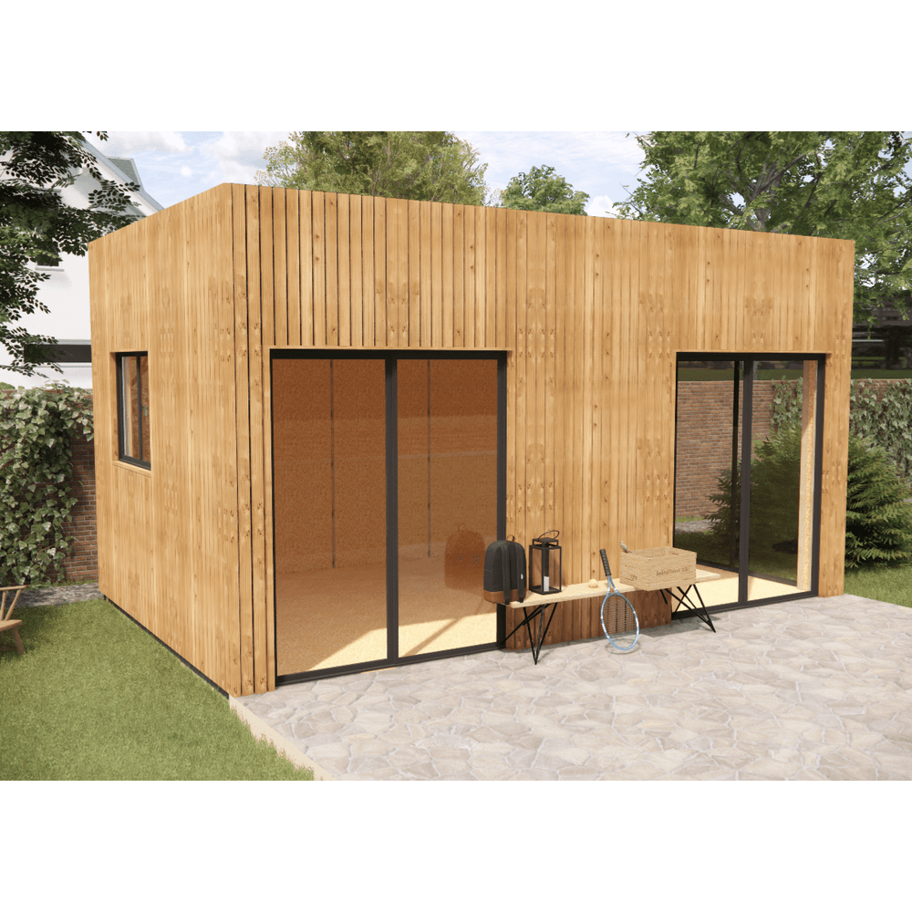 Studio de jardin re2020 en bois 5,5 x 3,5 x 3,2 m / isolation re2020 / menuiseries alu k-line