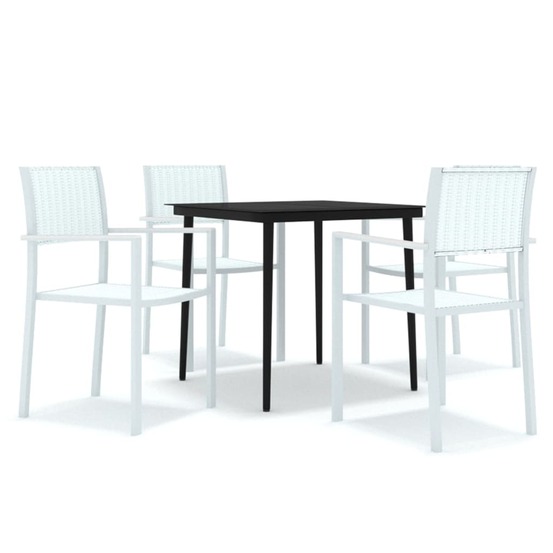 Ensemble à manger de jardin 5 pcs blanc