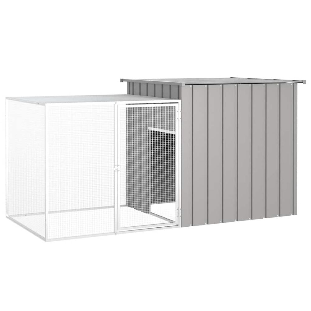 Clapier enclos à lapin extérieur 200x91x100 cm acier galvanisé gris
