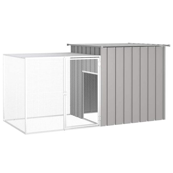 Clapier enclos à lapin extérieur 200x91x100 cm acier galvanisé gris