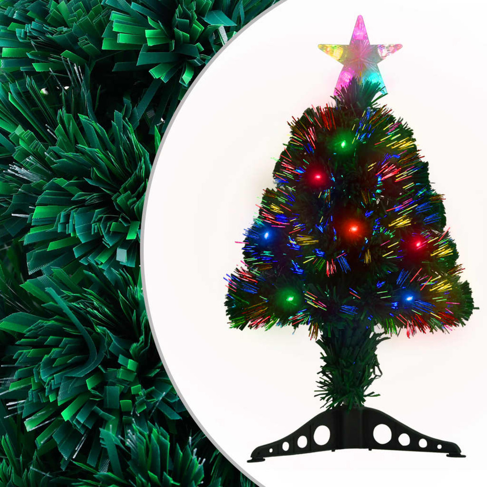 Arbre de noël pré-éclairé avec support et led 64 cm fibre optique