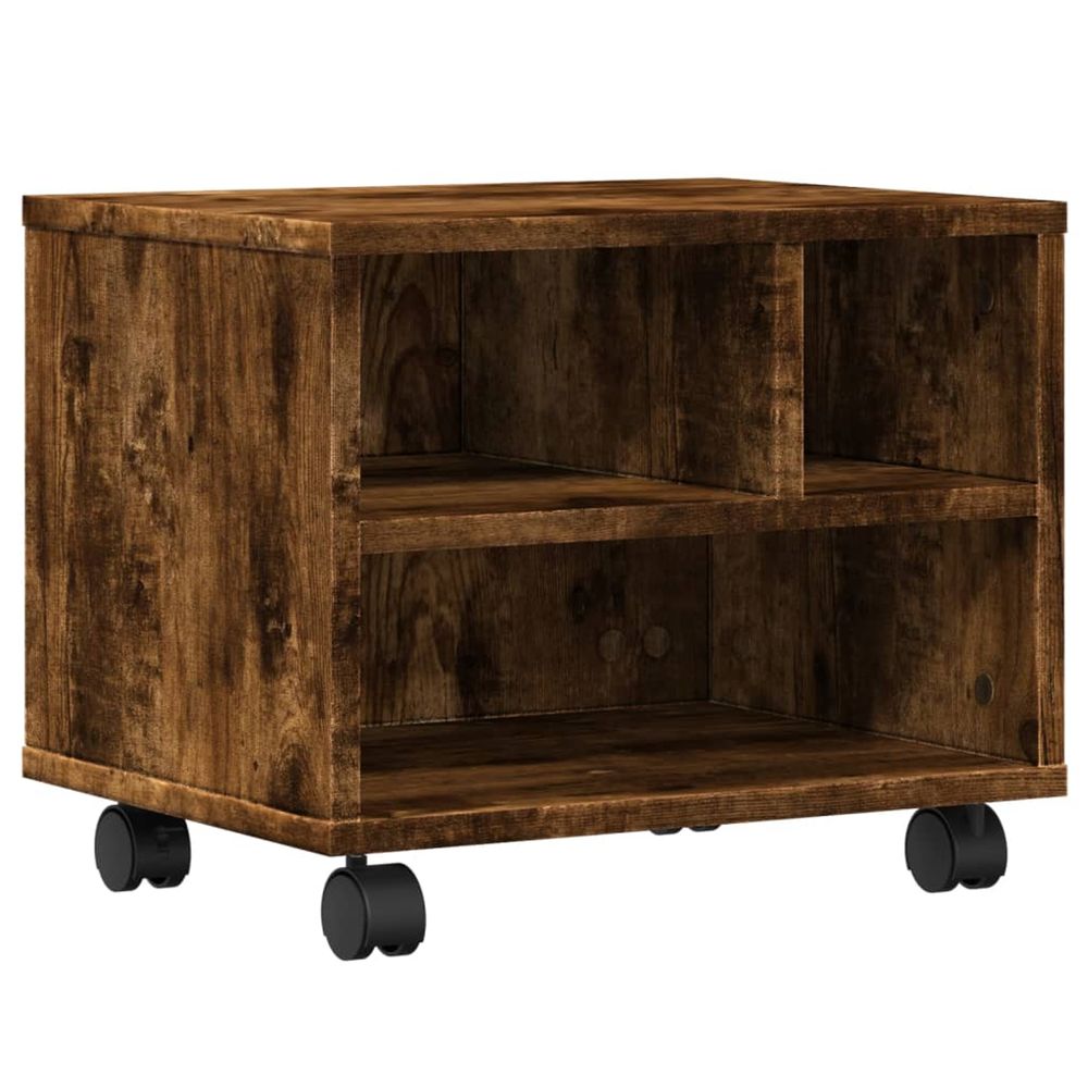 Support d'imprimante avec roulettes chêne fumé 41x32x34,5 cm