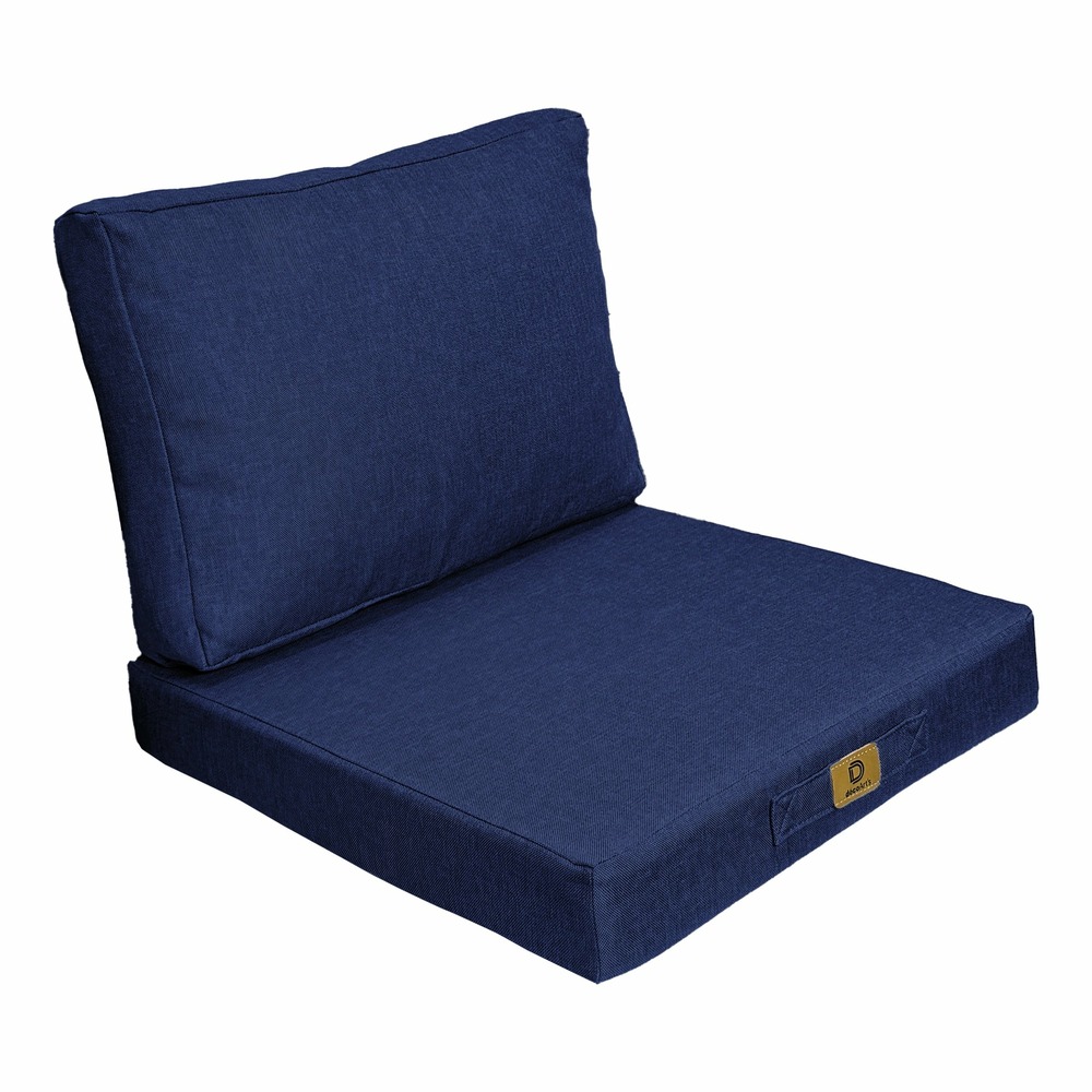 Coussins pour fauteuil effet lin déhoussable 50x50cm bleu indigo