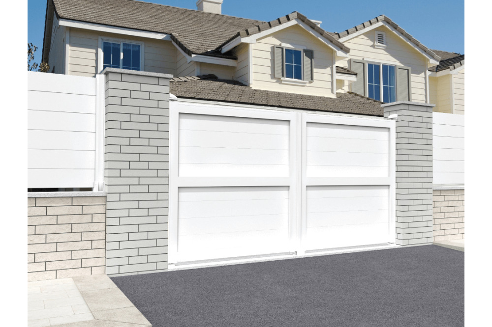 Portail battant plein blanc l 3500 x h 1757 mm motorisé