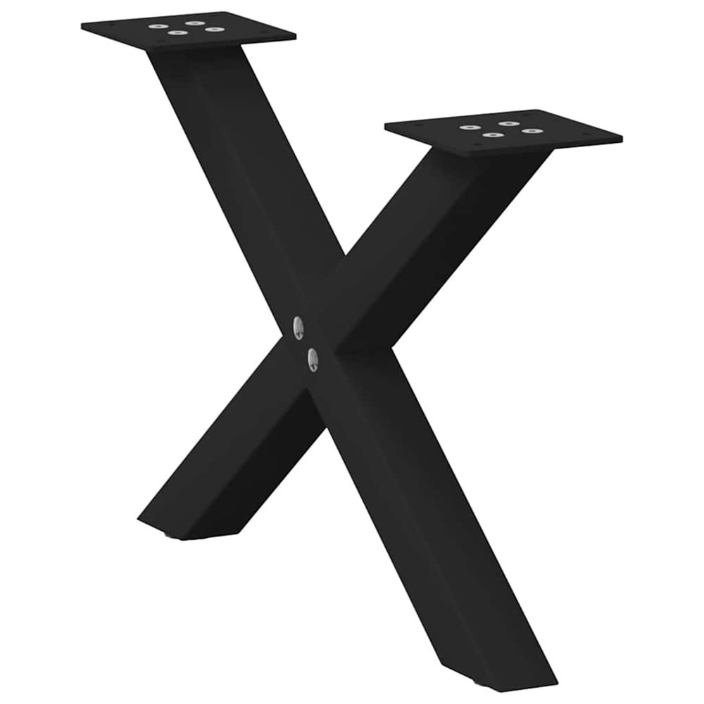 Pieds de table basse en forme de x, 2 pièces, noir, 50 x (30-31) cm, acier